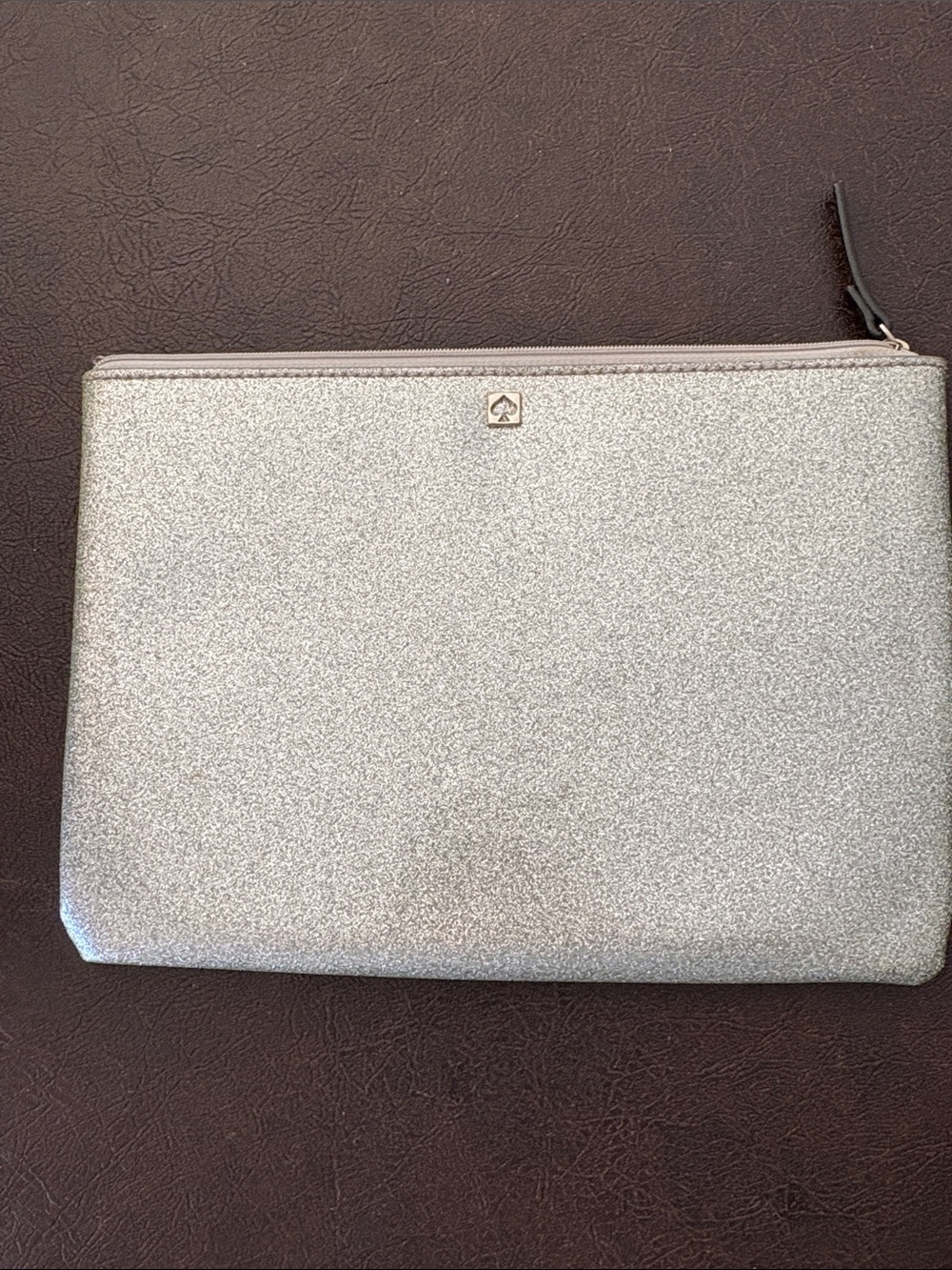 Kate Spade Glittery Silver Pouch Clutch